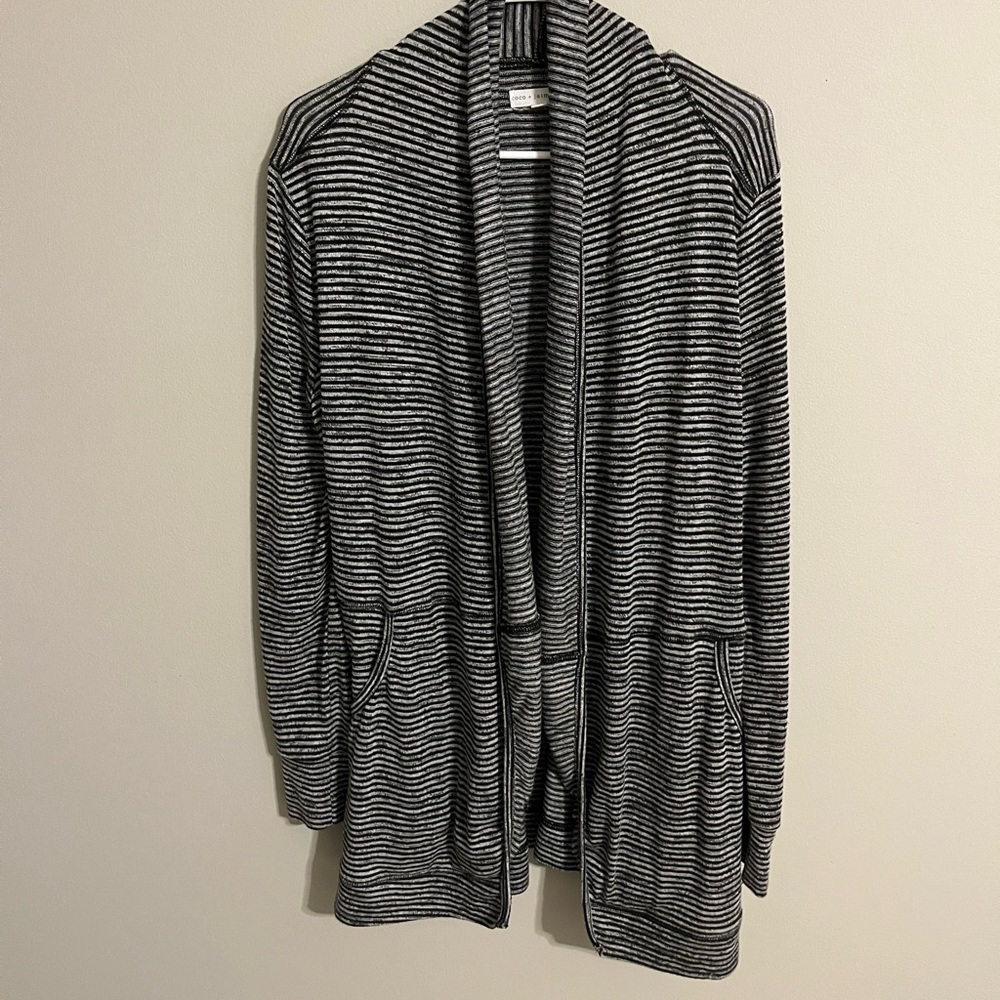 Black and White Long Cardigan Sweater